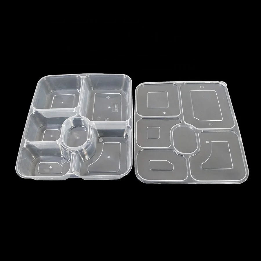  1000ml 6 compartment disposable food container microwavable bento box office upscale lunch box plastic lunch box