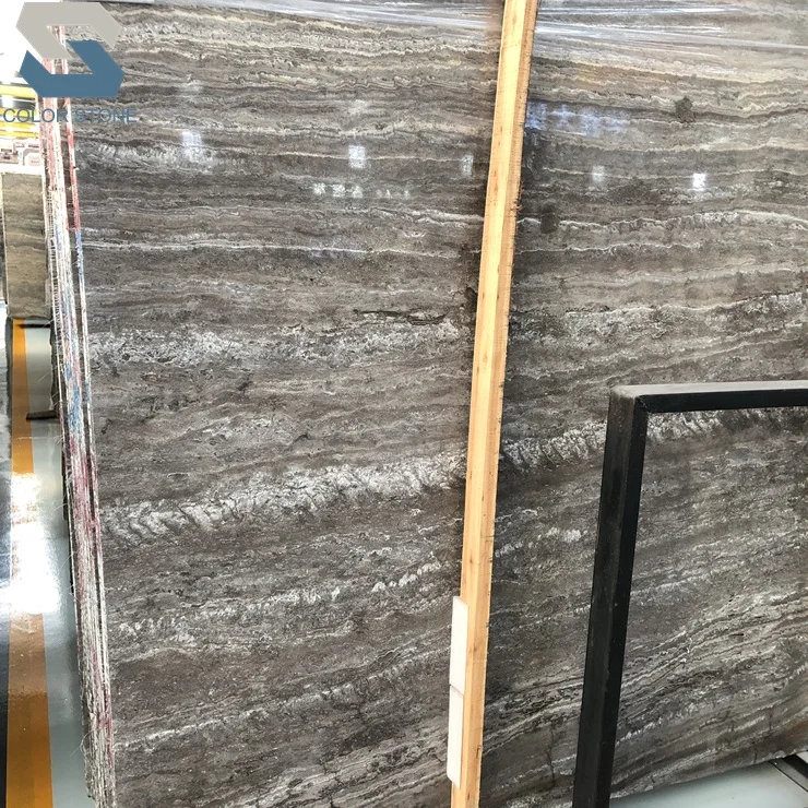 Natural polished iran persian silver grey travertine marble stone slabs for table tops price