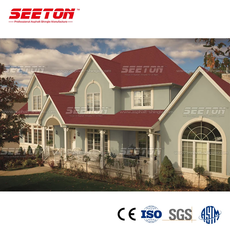 Asphalt Shingle Double Decked Laminated Waterproof Sunset Red