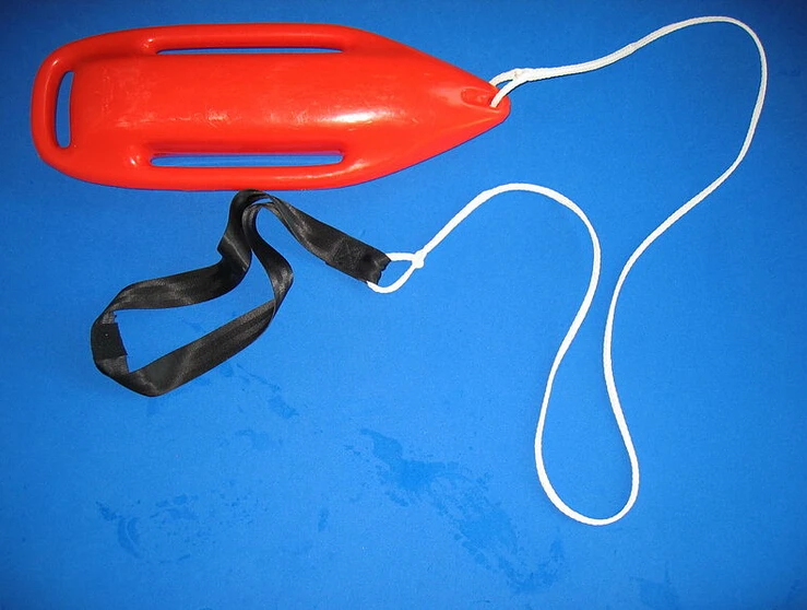 Professional Lifeguard saving Buoy Rescue Can