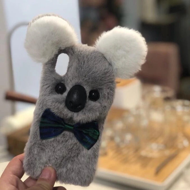 Dreamtop DTF232-KL unique handmade grey cute koala shapted mobile cover phone case for women girls lady