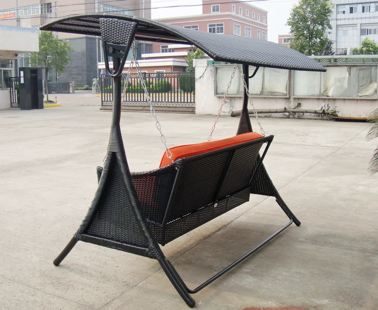 Leisure Garden Hammock Swing Chair With Umbrella Patio Steel Double-seat Lounge With Canopy