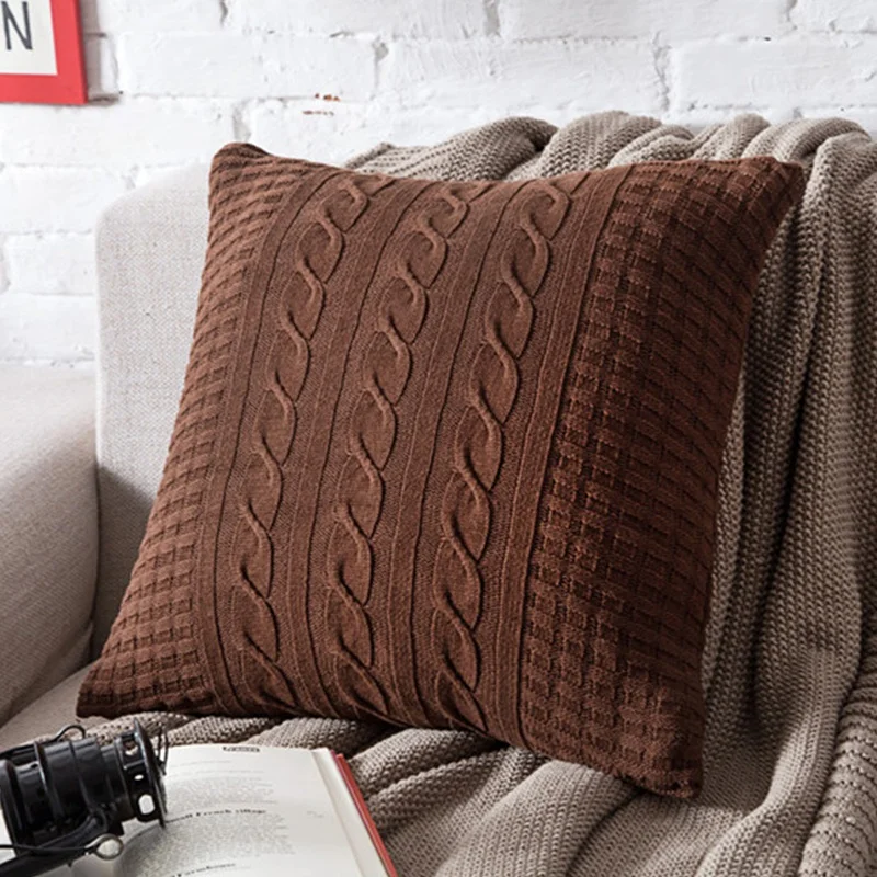 Cheersee cream big square twist knit wholesale home decor cotton wholesale pillow case for chair
