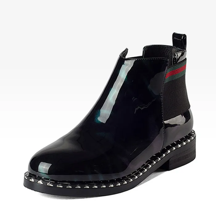 Patent Leather Rivets Horse Riding Boots for Riding and Motorcycle Riding Boots