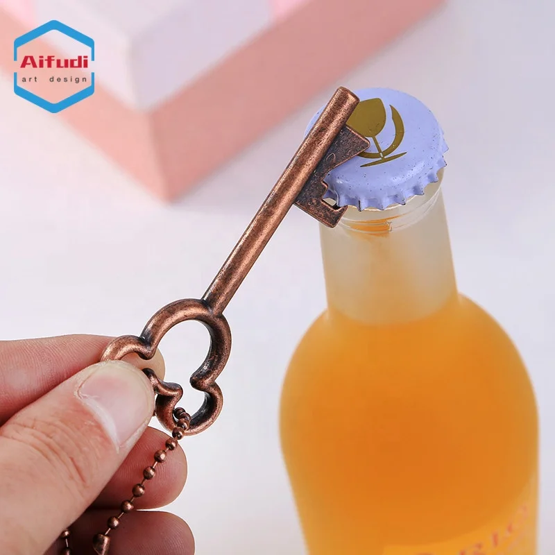 custom antique metal brass silver mickey key chain wedding gift bottle opener