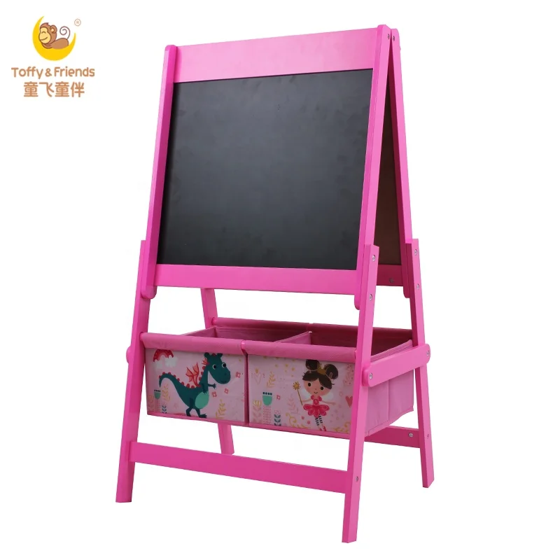 Toffy & Friends art standing easel double-sided with blackboard and storage  Girl Unicorn design