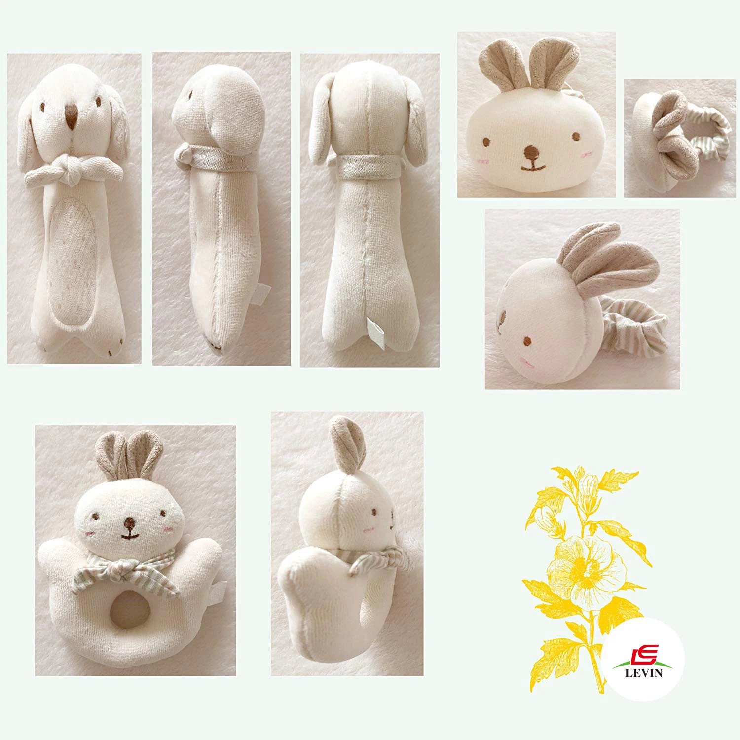 Набор погремушек для щенков и младенцев из 100% органического хлопка Без окрашивания