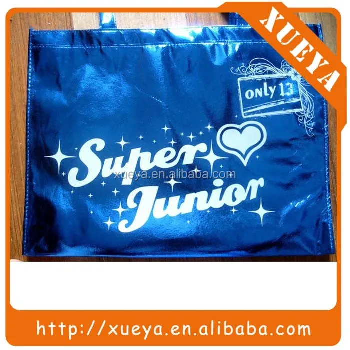 
High quality blue color metallic eco bag shopping 