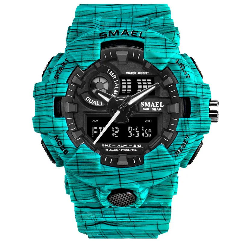 
Factory directly selling SMAEL 8001 multifunction camo vibrating alarm digital sport watch 