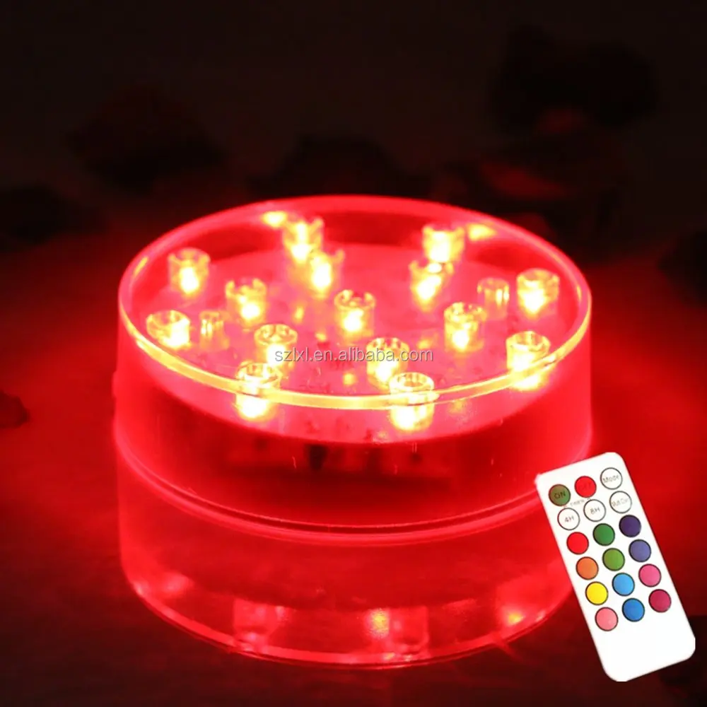 
15 LEDs 4 inch LED Undervase light Multi-color with remote control , Crystal Candelabra base light,Clear Hookah Light Base 