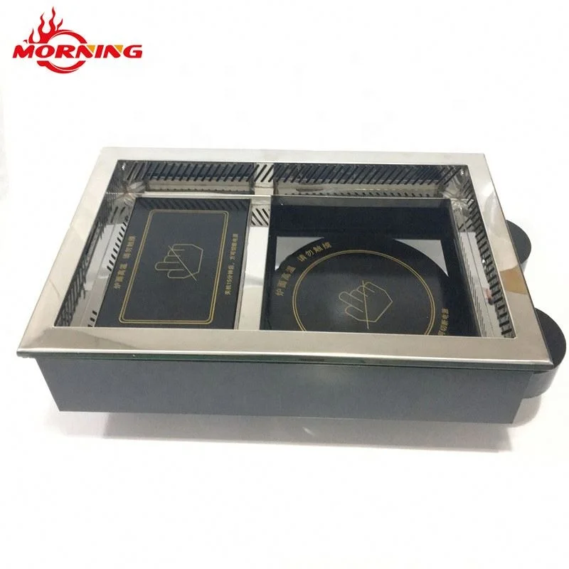 Smokeless Mini Tabletop Korean Indoor Tabletopbbq Electric Bbq Grill hot pot and bbq grill table for restaurant