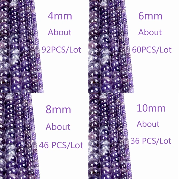 High quality Purple Color Amethyst Beads DIY Loose Natural Stone Beads for Jewelry Making 4-12mm size