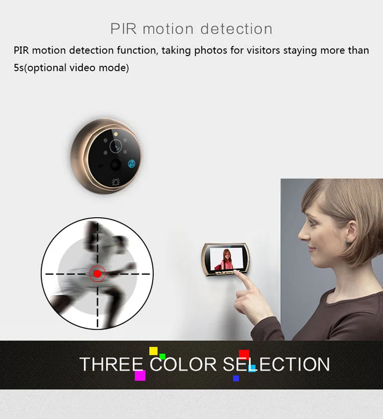 Высокое качество 2,8 дюймов беспроводной дверной просмотра пластиковой цифровой дверной глазок для безопасности дома BS-MK07A
