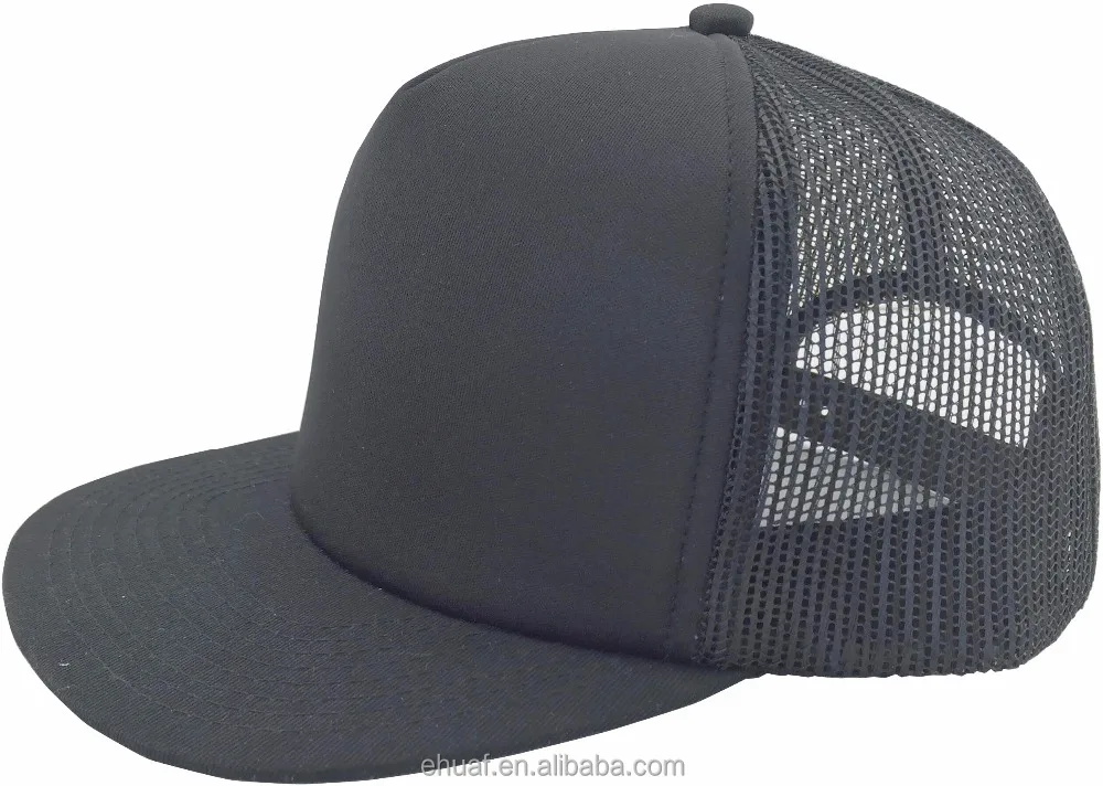 Promotional hip hop snap back flat bill foam and mesh blank cap style hat