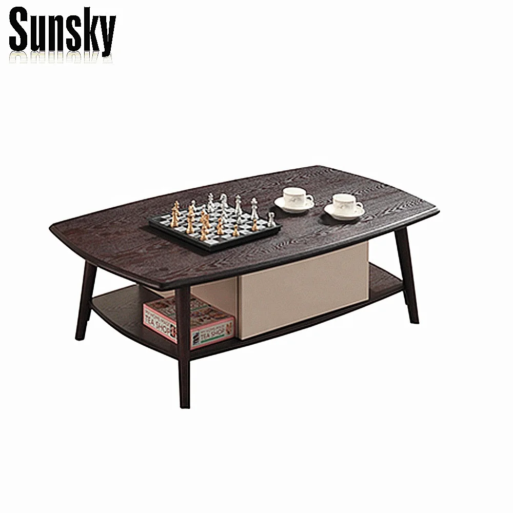 Журнальный столик MG6A из орехового дерева с металлическими ножками