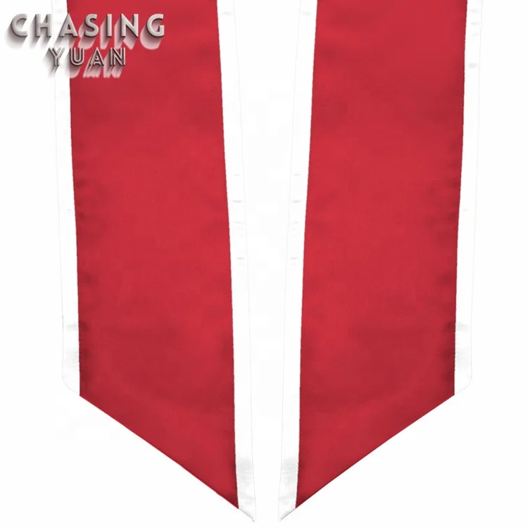 OEM factory Slant Bottom Red Satin Graduation Stoles/Sashes with White Trim