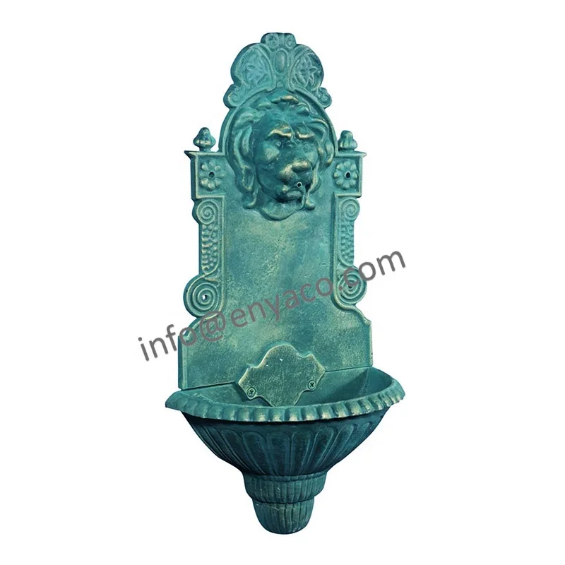 Antique Patio Classic Lion Head Iron Metal Water Waterfall Wall Mount Fountain with Nozzles Garden Fountain Wall Outdoor