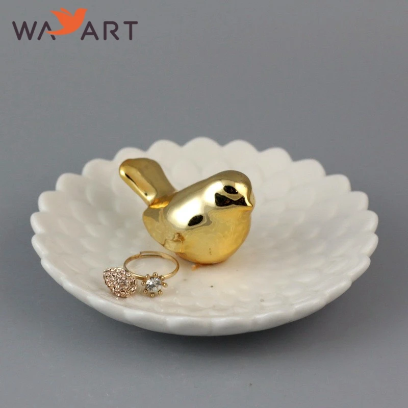 Classic Gold Plating Bird Shaped Ceramic Custom Melamine Plate