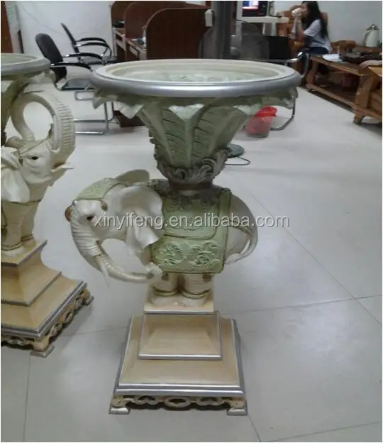 FRP European Resin Colorful Floor Flower Large Vase Elephant Sculpture