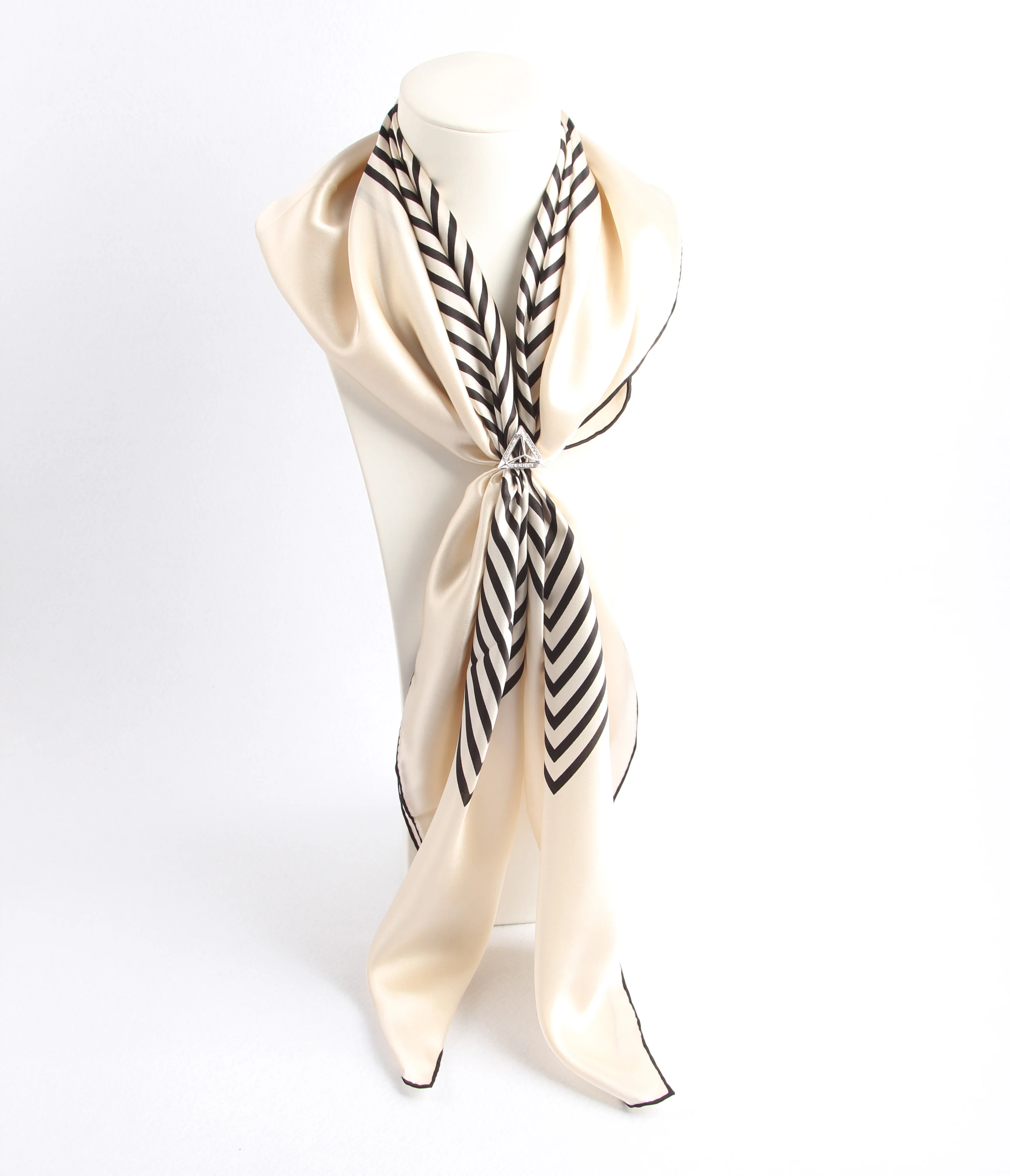 New style 90*90 square stripe printed luxury 100% silk scarf