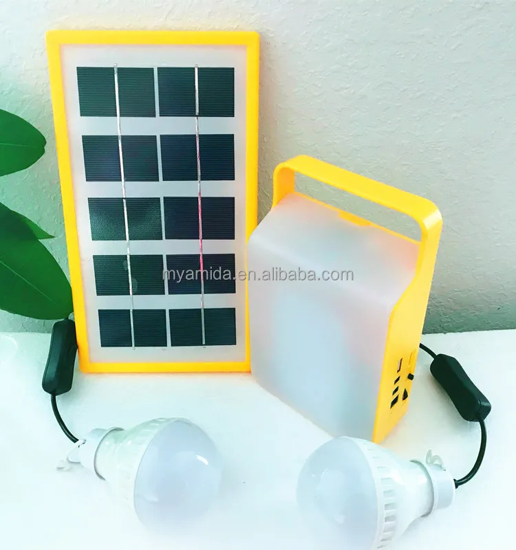 
Promotional LED 2 bulbs Hanging home lighting solar panel energy Emergency lantern with USB Mobile phone charging port 