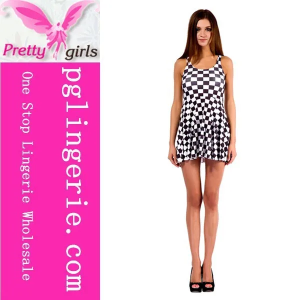
Classics Black & White Checkered Flag Racing Print Skater Dress 