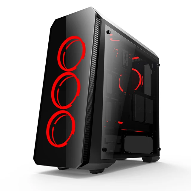 Tempered Glass RGB Fans Gaming Computer Case Mid tower PC Case