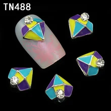 10pc Colorful Diamond Shape Rhinestones 3d Nail Art Decorations Alloy Nail Sticker Charms Jewelry for Nail
