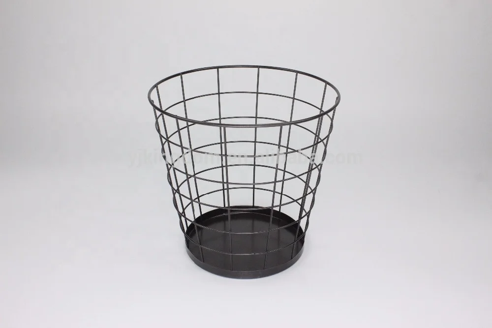 550-35 household cleaning tool black metal wire paper waste bin trash basket