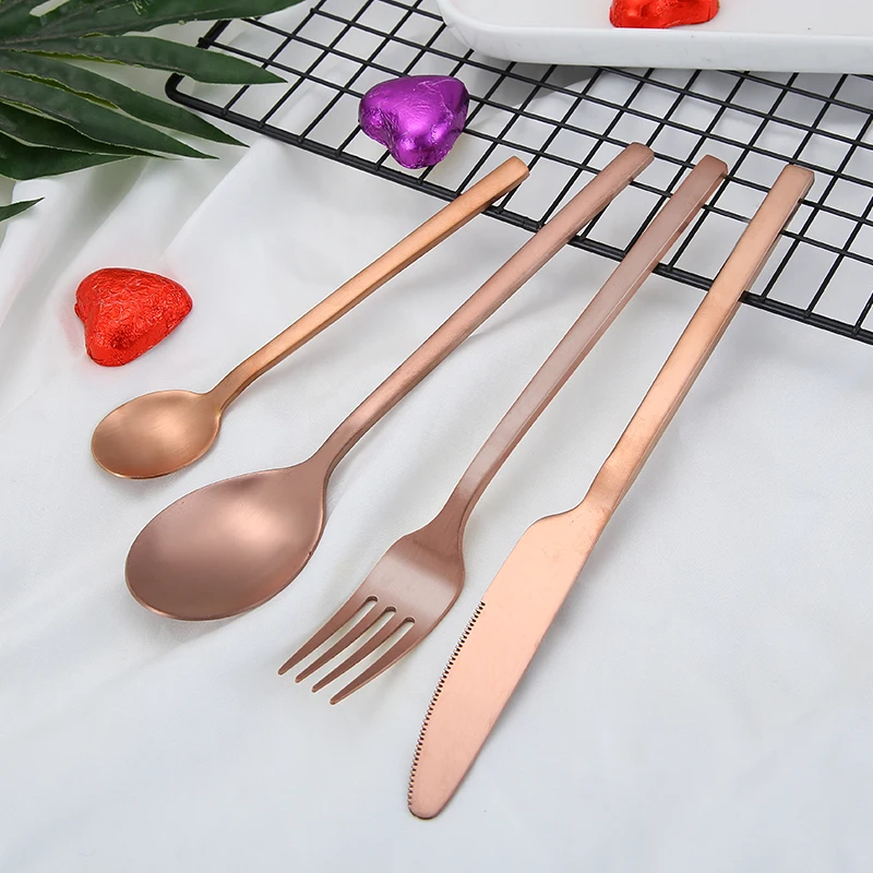 Western Flatware Set Reusable Stainless Steel Cutlery Set with Knife Fork Spoon for Tableware