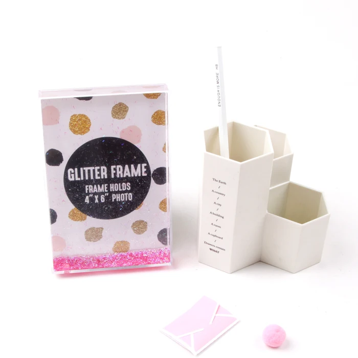 neon custom acrylic photo frame with liquid glitter sequins shimmy shake photo frames plastic acrylic frames