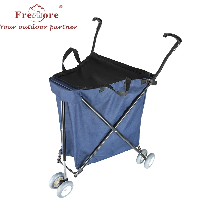 Portable  Heavy-Duty Folding Shopping Cart with Front Swivel Wheel for supermarket