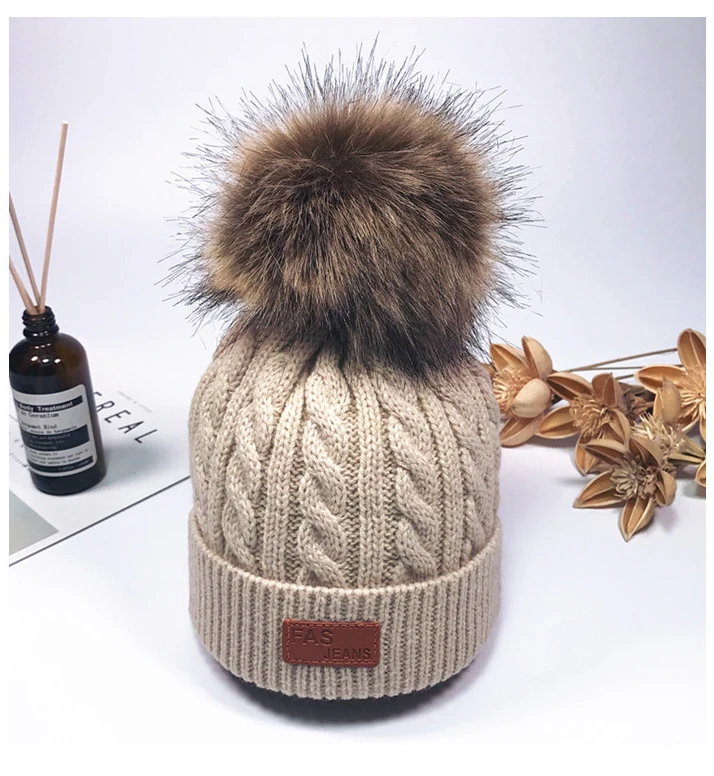 
wholesale winter Hot style lovely hair ball wool knitting braided beanie child cap hat for fashion 