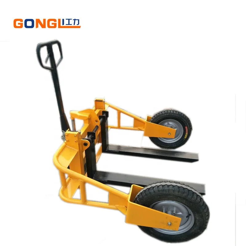 Yellow New Brand 1ton Load Capacity big wheel pallet truck