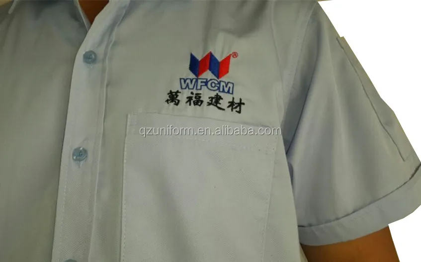 Custom Wrinkle Free Embroidery Logo Workwear Tops Corporation Office Uniform Shirts