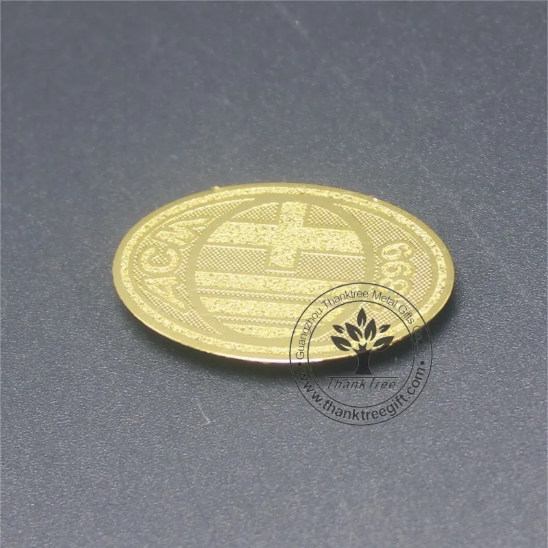 small custom rectangle gold plated metal logo plate with 3M adhesive