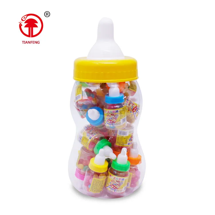 Nipple jar mixed color small feeder fruity big feeder jelly bean with milk bottle packaging
