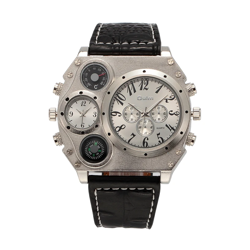 Oulm HP1349 New Sport Watches Men Super Big Large Dial Male Quartz Clock Decorative Thermometer Compass Luxury Men Wrist Watch