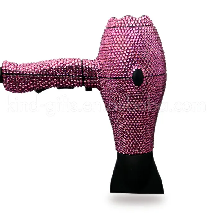 Fancy Pattern Assorted Color Crystal Jeweled Available Hair Blow Dryer With Diffuser