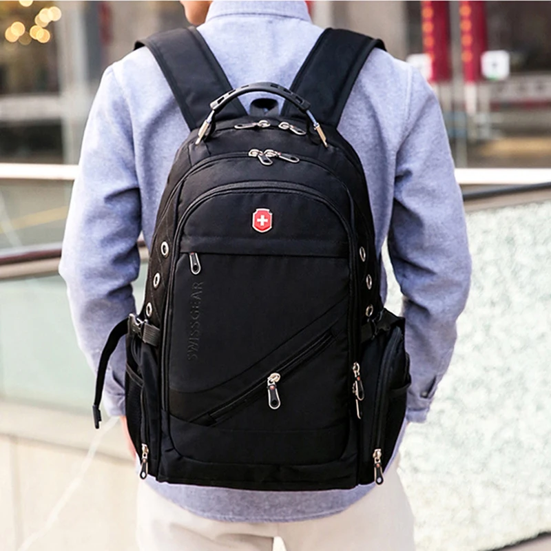 Waterproof Travel Backpack Women Rucksack Male School Bag External USB Charging Swiss Laptop Backpack