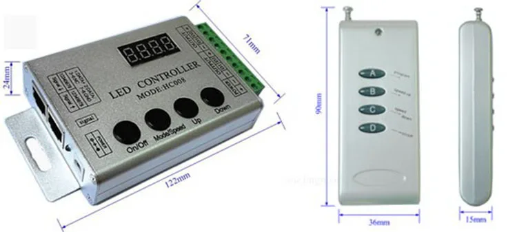 Hot selling DC12V 4Keys RF Remote magic controller HC008 for For 5V 12V WS2811 Pixel Strip Module