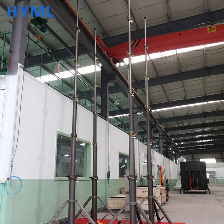 
Pull-down pin locking small telescopic mast with tripod and wheels portable 