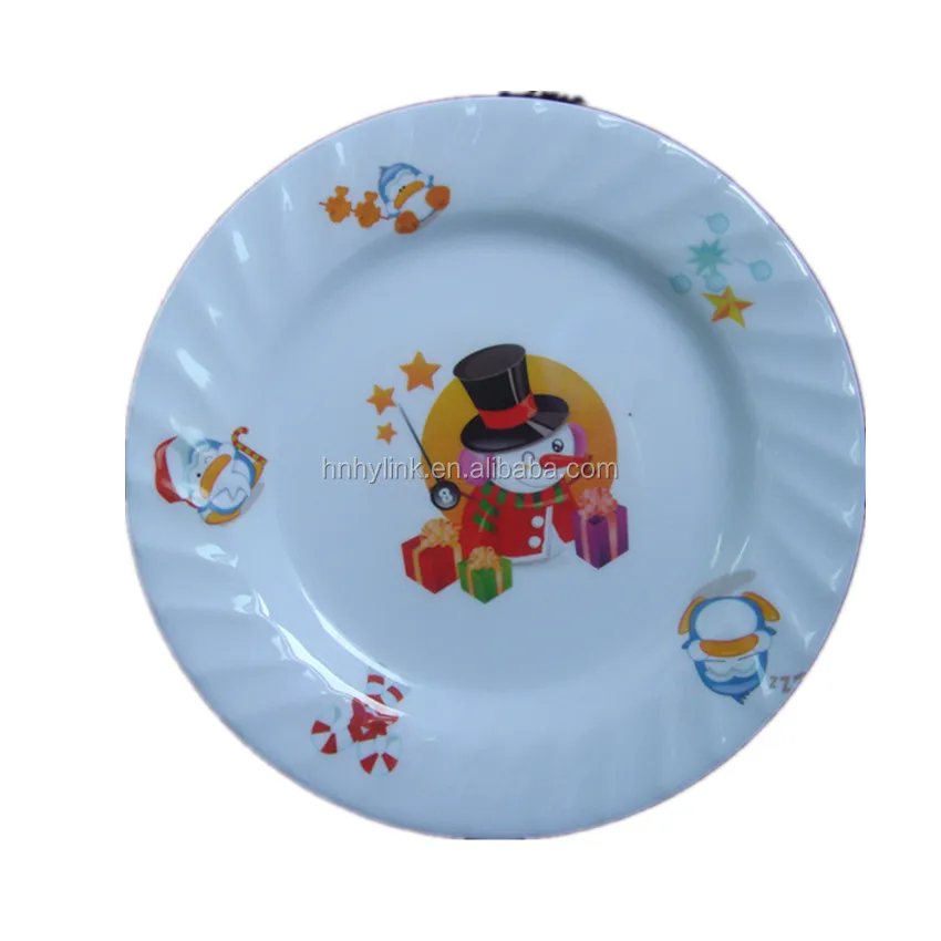 A5 8.5 Inch Cheap Custom Printing Character Round Plastic Christmas Melamine Kids Catering Dinner Plate