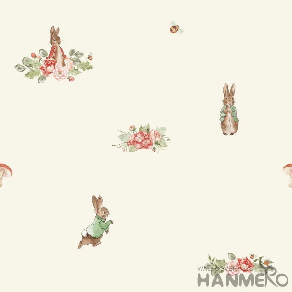 0.53*10M New Arrival Rabbit Pink Kids Wallpaper for Baby Room Wall Decoration