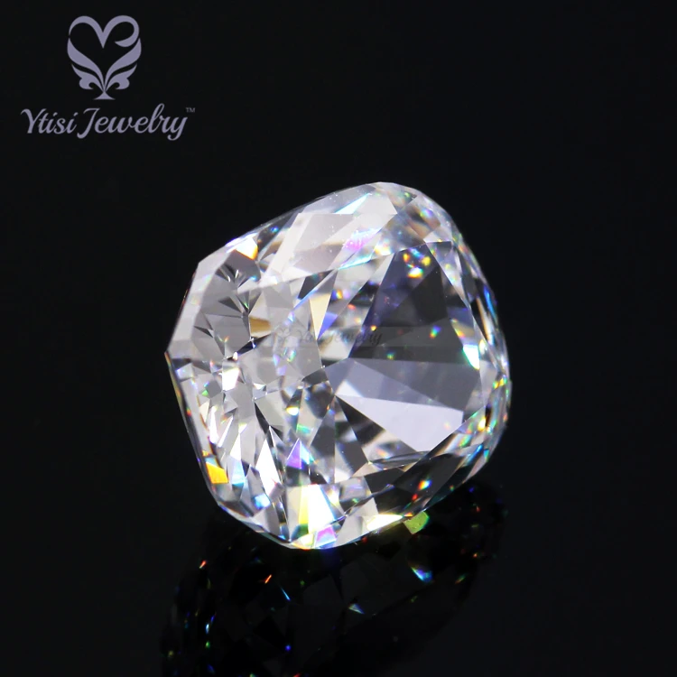 Girdle faceted strong color and fire loose moissanite stone long cushion crushed ice cut moissanite price