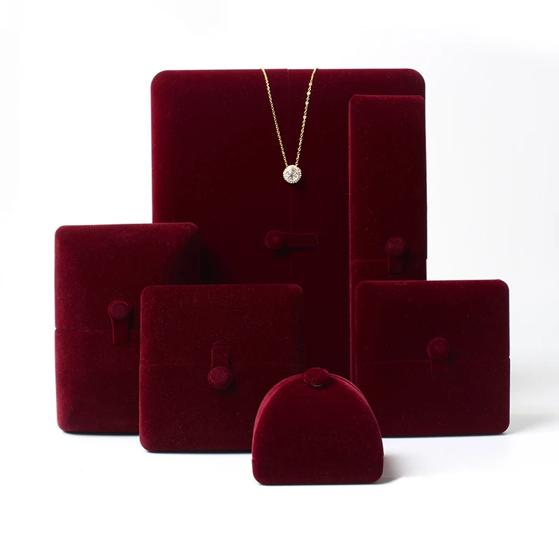New Product Cheap Elegant Jewelry Box Velvet Material Necklace Pendant Gift Box