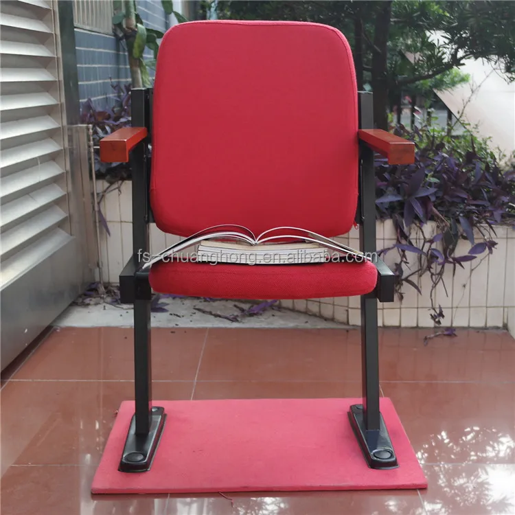 Used price Folding metal cheap auditorium chair without arm in blue fabric for stadium YC-G181