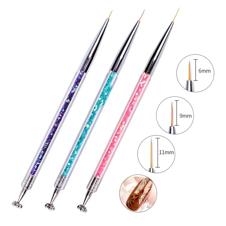 
Double Use Flower Magnet Pen Plastic Acrylic Handle Nylon Liner Painting Nail Brush Nylon Stripe Brush Cat Eye Magnetic Pen 