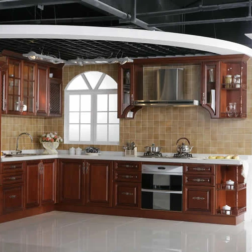 Американский кухонный шкаф из массива дерева с островом, плоские кухонные шкафы