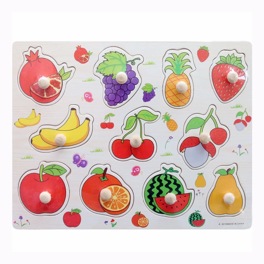 30cm Kid Early educational toys baby hand grasp wooden puzzle toy alphabet and digit learning education child wood jigsaw toy